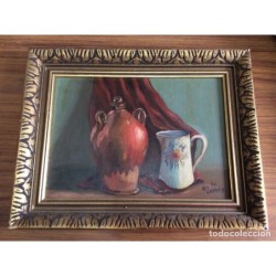 BODEGON-OLEO EN TABLEX-FIRMADO A. TORRES-CON MARCO-AÑO 1986.