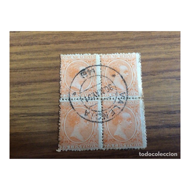 FILATELIA-BLOQUE DE 4-ALFONSO XIII-COMUNICACIONES.