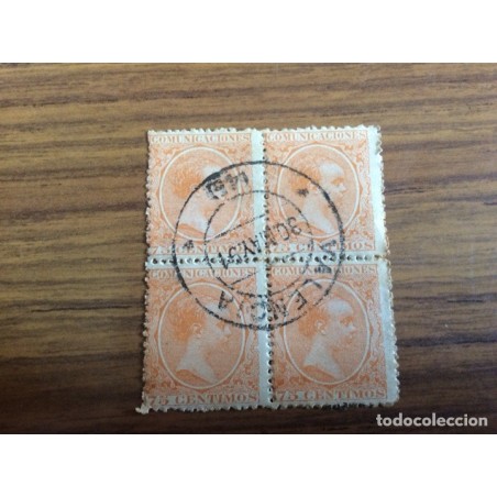 FILATELIA-BLOQUE DE 4-ALFONSO XIII-COMUNICACIONES.