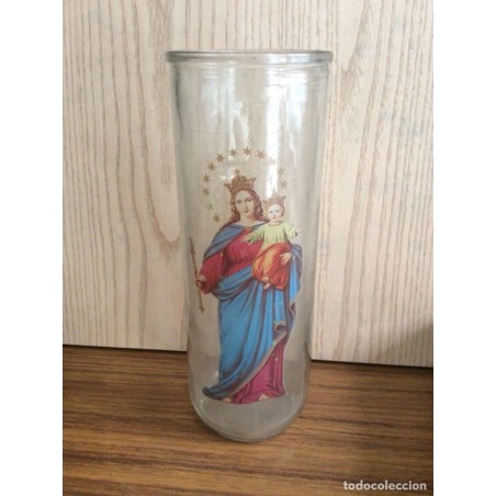 VASO DE CRISTAL ECLESIÁSTICO-CRUZ EN RELIEVE-ANTIGUO.