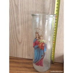 VASO DE CRISTAL ECLESIÁSTICO-CRUZ EN RELIEVE-ANTIGUO.