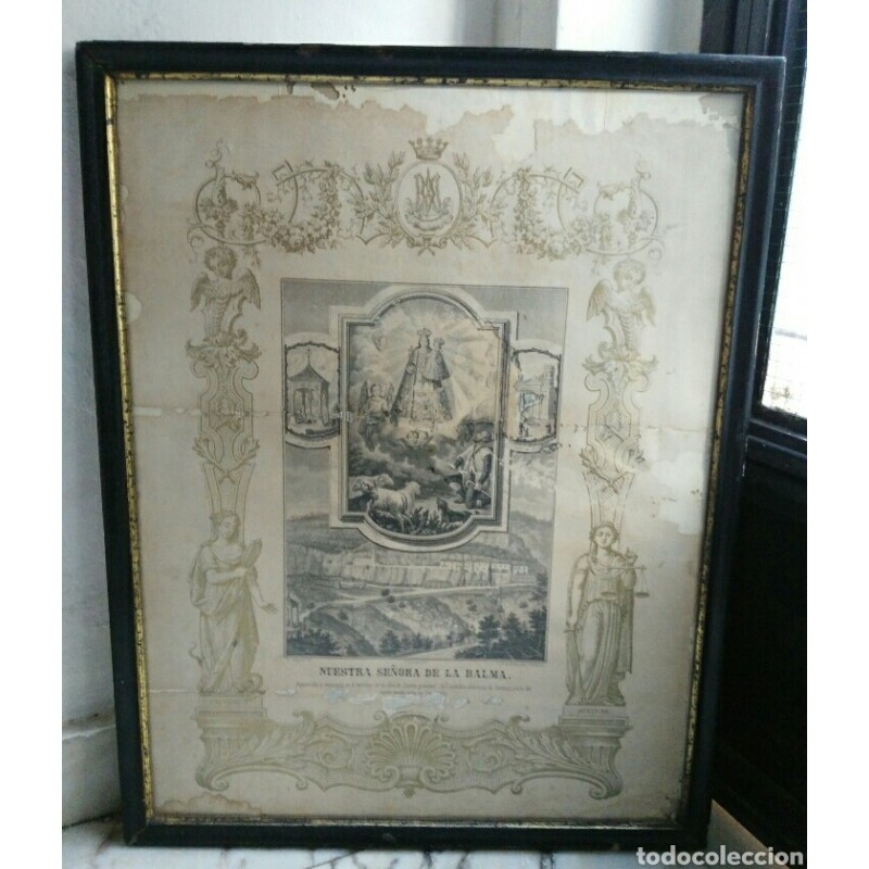 VILLA DE ZORITA-CASTELLON-NUESTRA SEÑORA DE LA BALMA-LITOGRAFIA ORIGINAL UNICA-ENMARCADA-AÑOS 1800
