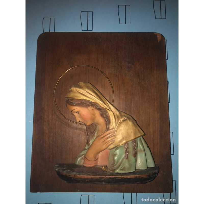 VIRGEN MARIA-TALLA SOBRE MADERA-CON LUZ. VIRGEN MARIA-TALLA SOBRE MADERA-CON LUZ.