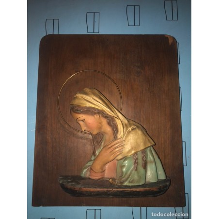 VIRGEN MARIA-TALLA SOBRE MADERA-CON LUZ.