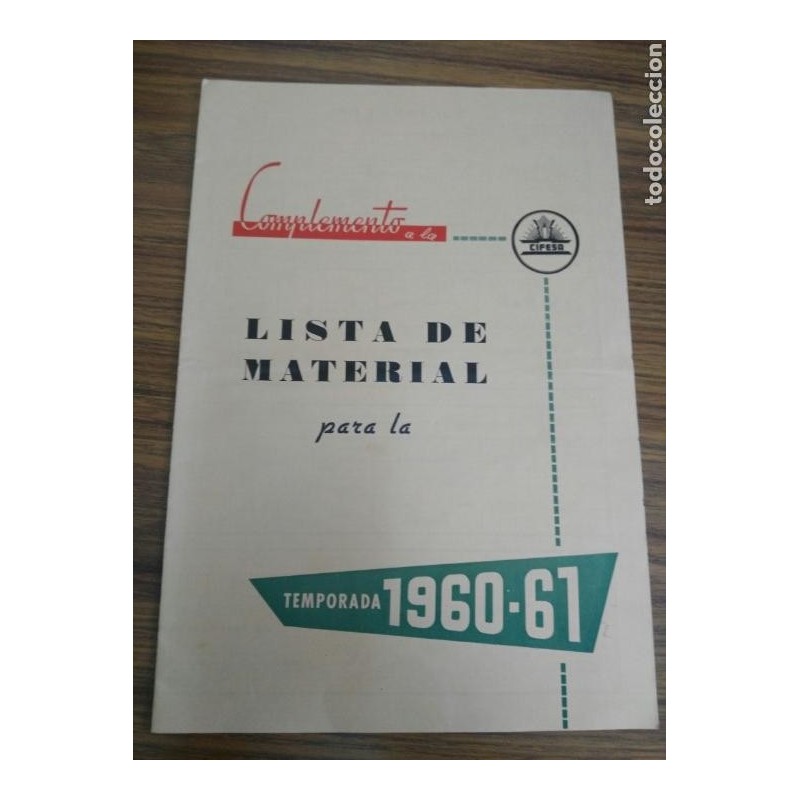 CIFESA-LISTA DE MATERIAL TEMPORADA 1960-61