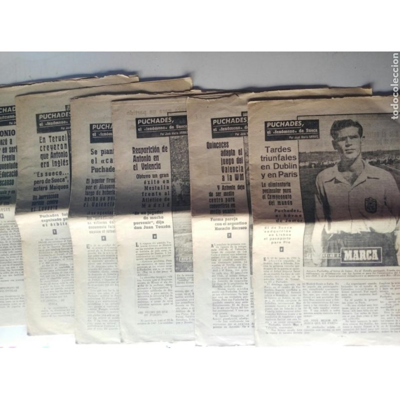 PUCHADES-SUECA-VALENCIA-JUGADOR DE FUTBOL-BIOGRAFIA EN 8 CUADERNOS DEL 1 AL 8-AÑO 1963.