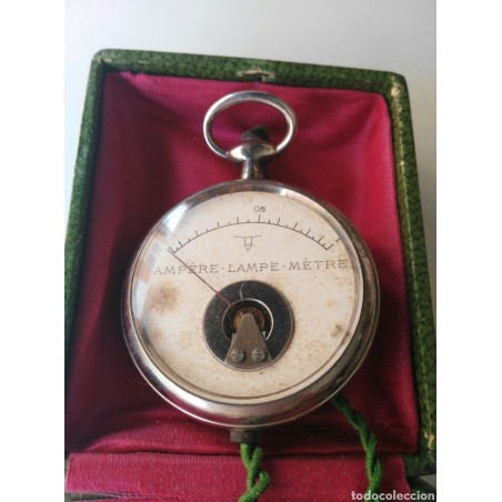 AMPERIMETRO ANTIGUO-AMPERE LAMPE METRE-CUERPO CILINDRICO ACERO MACIZO.