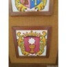 CUENCA-PALENCIA-AZULEJOS HERALDICOS ENMARCAFOS EN CERAMICA PIJTADOS A MANO-ARTESANIA-ANTIGUOS.