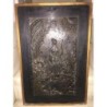 TALLA EN MADERA NOBLE ALTO RELIEVE. ARTESANIA HECHA A MANO. MUY ANTIGUA. ENMARCADA.