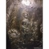 TALLA EN MADERA NOBLE ALTO RELIEVE. ARTESANIA HECHA A MANO. MUY ANTIGUA. ENMARCADA.