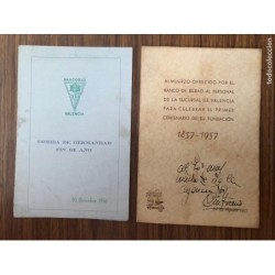 BANCO BILBAO-6 MINUTAS-COMIDAS DE HERMANDAD Y CELEBRACIÓN-1º CENTENARIO DE SU FUNDACION-AÑOS 50,60.
