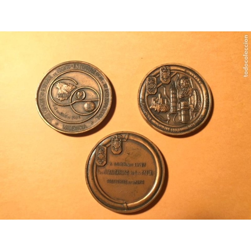 ODONTO-ESTOMATOLOGIA.XXIII CONGRESO ESPAÑOL Y III INTERNACIONAL. COLECCION DE 3 MEDALLAS AÑO 1981.