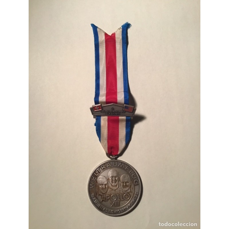 VUELO ESPACIAL APOLO XIII- MEDALLA CONMEMORATIVA COLABORACIÓN SUIZA Y ESTADO UNIDOS-ZÚRICH 1970.