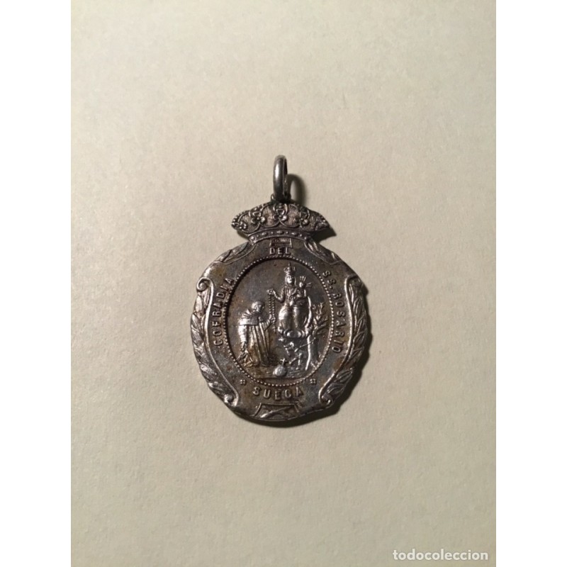 MEDALLA COFRADÍA VIRGEN DEL ROSARIO-SUECA-VALENCIA-AÑO 1900.