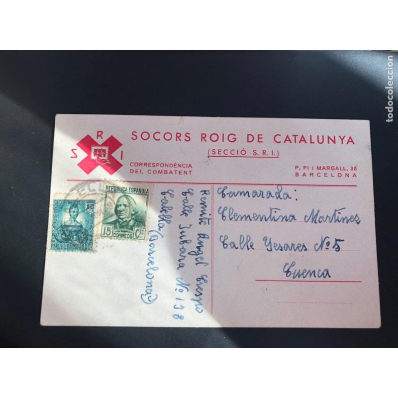 SOCORS ROIG DE CATALUNYA-CORRESPONDENCIA DE LA GUERRA CIVIL-CUENCA.