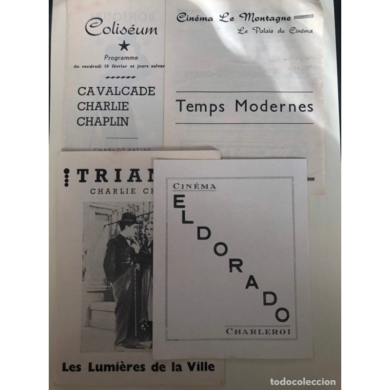 CHARLIE CHAPLIN-4 PROGRAMAS DE MANO-CINE-FRANCIA-AÑOS 40 Y 50.