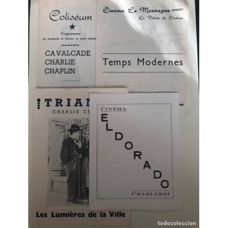 CHARLIE CHAPLIN-4 PROGRAMAS DE MANO-CINE-FRANCIA-AÑOS 40 Y 50.