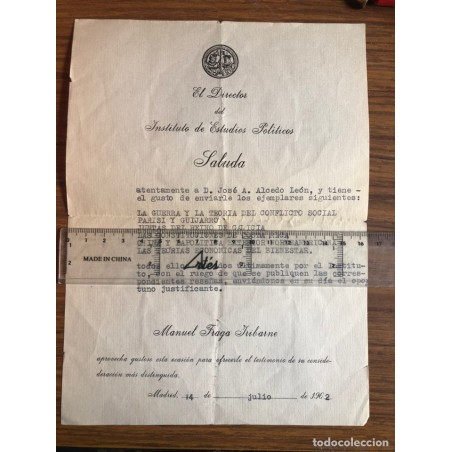MANUEL FRAGA IBARNE-DOCUMENTO DE EDITORIAL-AÑO 1962