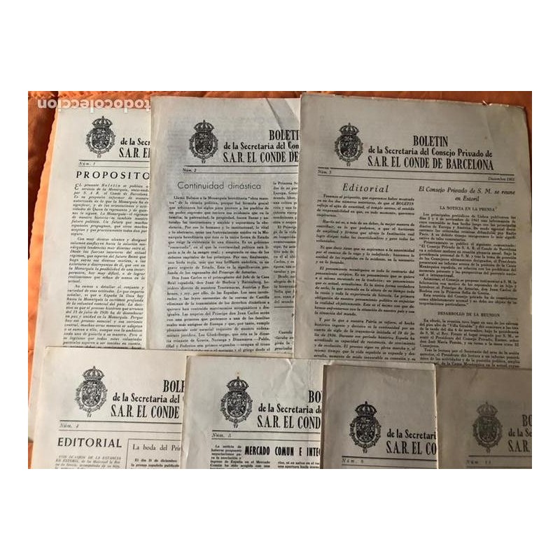 CONDE DE BARCELONA-S.A.R-BOLETIN INFORMATIVO DE LA SECRETARÍA DEL CONSEJO PRIVADO-AÑOS 60-8 NUMEROS. CONDE DE BARCELONA-S.A.R-BOLETIN INFORMATIVO DE LA SECRETARÍA DEL CONSEJO PRIVADO-AÑOS 60-8 NUMEROS.