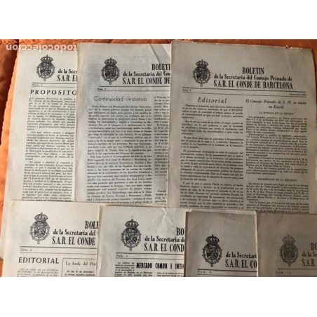 CONDE DE BARCELONA-S.A.R-BOLETIN INFORMATIVO DE LA SECRETARÍA DEL CONSEJO PRIVADO-AÑOS 60-8 NUMEROS.