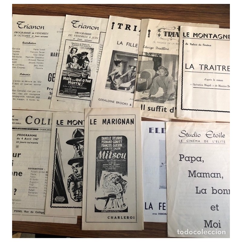 CINE FRANCES-10 PROGRAMAS FRANCESES DE CINE-CHARLEROI-AÑOS 50.