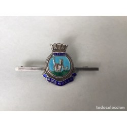 H.M.S. OCEAN-TIE PIN-PIN DE ALFILER-ALFILER DE CORBATA-SILVER-PLATA Y ESMALTADO-ROYAL NAVY.
