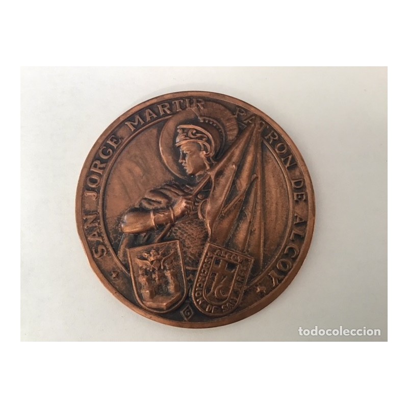 ALCOY-SAN JORGE MÁRTIR PATRÓN DE ALCOY - XVII CENTENARIO DEL MARTIRIO DE SAN JORGE-MEDALLA AÑO 1990.