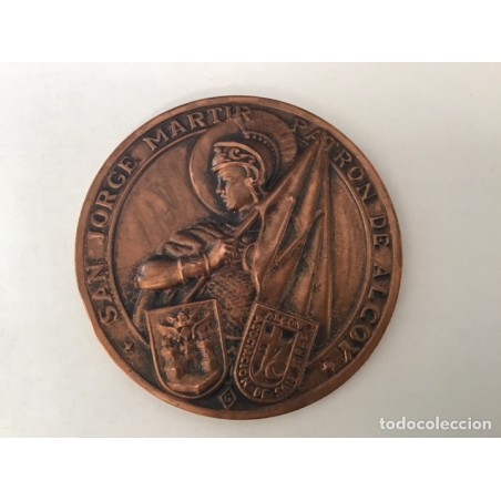 ALCOY-SAN JORGE MÁRTIR PATRÓN DE ALCOY - XVII CENTENARIO DEL MARTIRIO DE SAN JORGE-MEDALLA AÑO 1990.