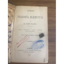 Curso de filosofía elemental-Don Jaime Balmes 1891 Paris en piel gofrada.