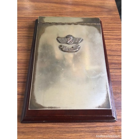 Mando aéreo de combate-MACOM-Aviación española-Porta cartillas antiguo alpaca.