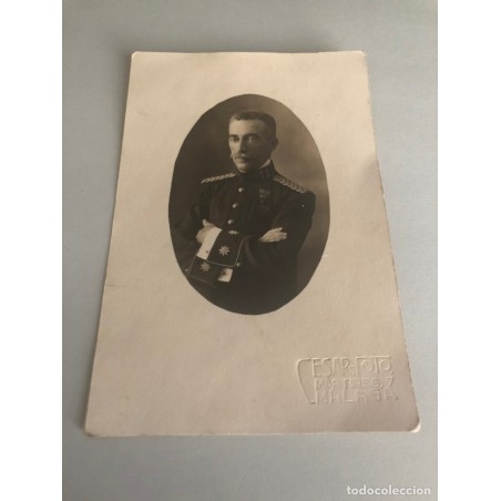 MILITARIA-FOTO POSTAL DE TENIENTE CORONEL-SIGLO 18-CONDECORADO-ANAGRAMA CESAR FOTO-MALAGA.