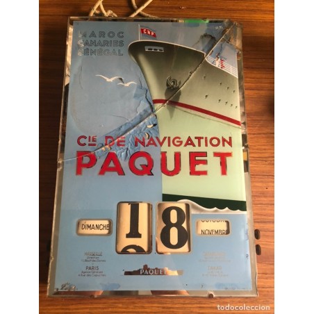 CIE DE NAVIGATION PAQUET-CALENDARIO PERPETUO-VIDRIO Y MADERA.