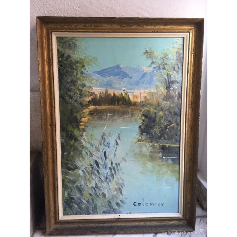 PINTURA AL ÓLEO SOBRE TABLA. FIRMADO COLOMER. PAISAJE.