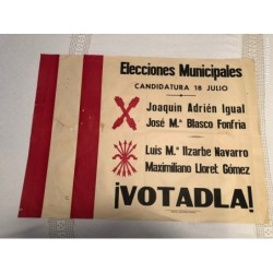 VALENCIA-CARTEL ELECTORAL FALANGE Y CARLISTAS -ORIGINAL -RARO-AÑO 1936.