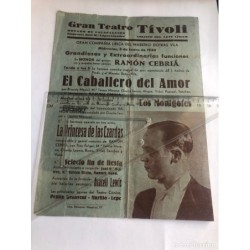 GRAN TEATRO TIVOLI-BARCELONA-COLISEO DEL ARTE LIRICO-PROGRAMA EN HONOR AL TENOR RAMON CEBRIA-1940.