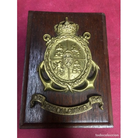 DM GUADALQUIVIR M43-BUQUE DE GUERRA DRAGAMINAS-MARINA ESPAÑOLA-BRONCE SOBRE MADERA.
