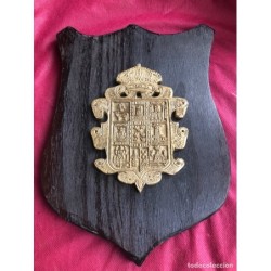 METOPA DE MURCIA- ESCUDO DE LA DIPUTACION DE MURCIA-BRONCE SOBRE MADERA.