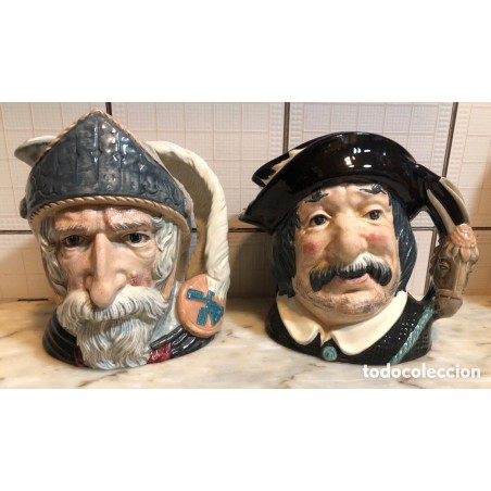 DON QUIXOTE Y SANCHO PANZA-JARRAS DE CERÁMICA ROYAL DOULTON-INGLATERRA.