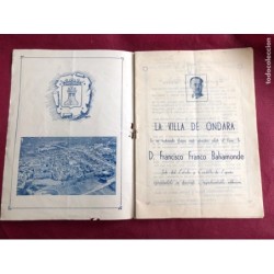 ALICANTE-ONDARA- PROGRAMA OFICIAL- FIESTAS VIRGEN DE LA SOLEDAD-AÑO 1954-ORIGINAL.