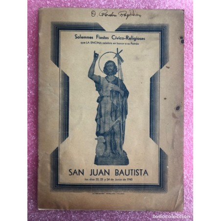 LA ENCINA-VILLENA-ALICANTE-ESPAÑA-PROGRAMA DE FIESTAS-AÑO 1945.