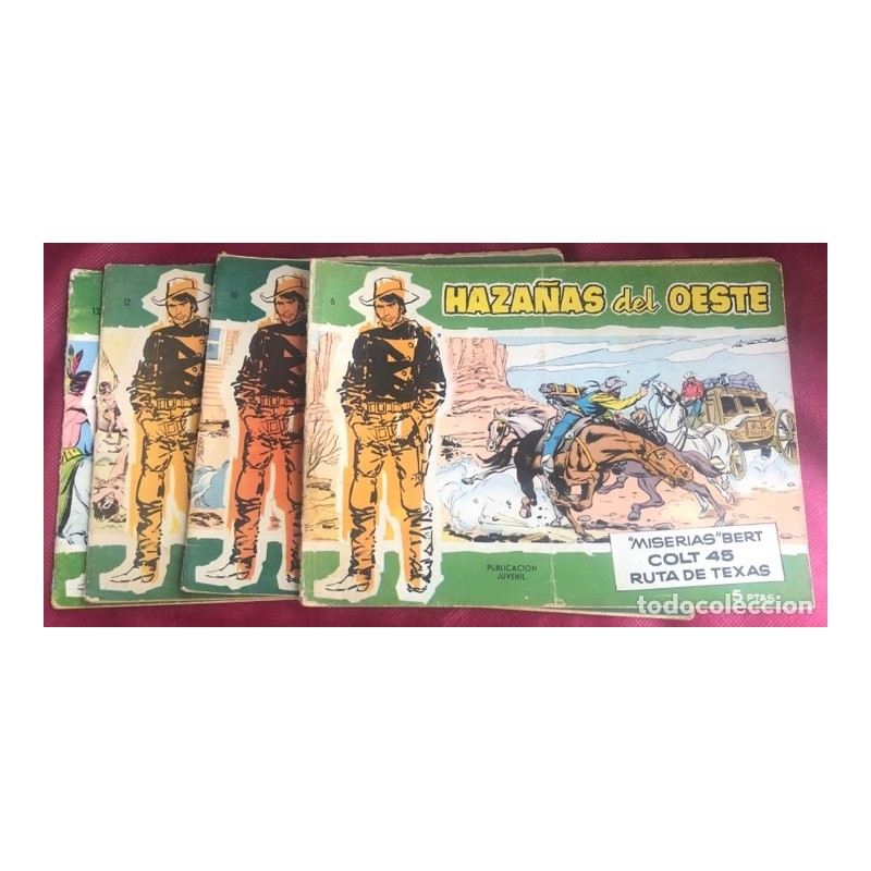 HAZAÑAS DEL OESTE SERIE VERDE- LOTE NUMEROS 6,10,12 Y 13-AÑO 1959.