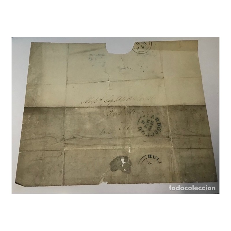 CARTA PREFILATELIA-SCARBOROUGH-HULI-AÑO 1844.