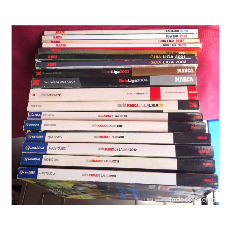 MARCA-GUIA MARCA DE LA LIGA-FUTBOL-17 REVISTAS-DESDE EL AÑO 95-96 AL 2014.