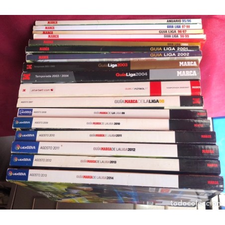 MARCA-GUIA MARCA DE LA LIGA-FUTBOL-17 REVISTAS-DESDE EL AÑO 95-96 AL 2014.