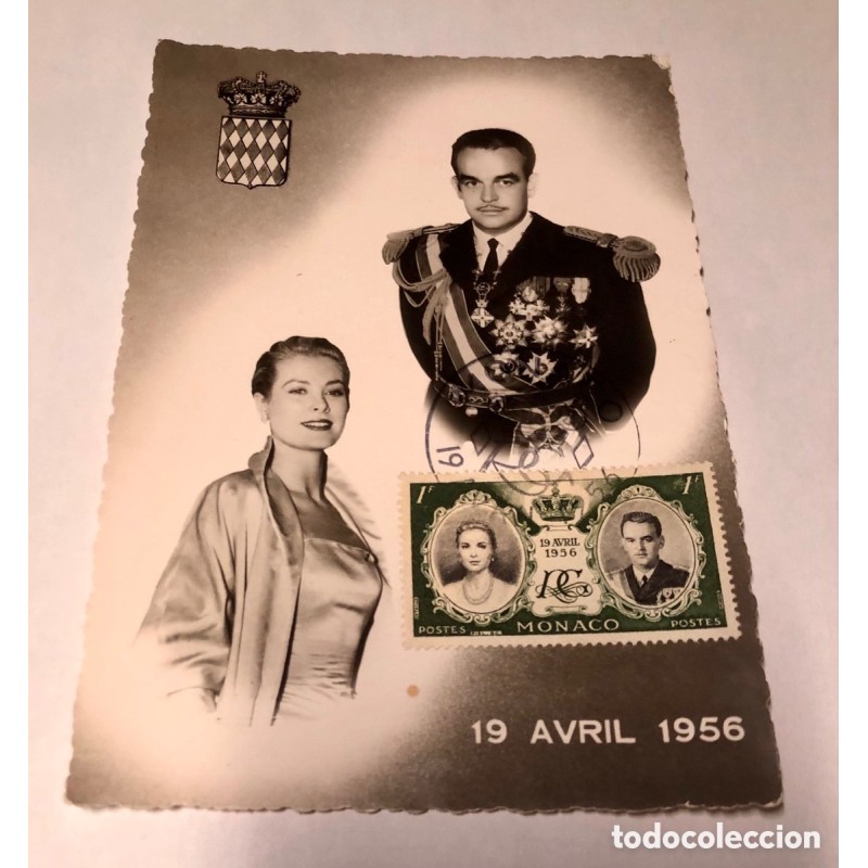 MÓNACO 1956 - POSTAL DE LA BODA DEL PRÍNCIPE RAINIERO Y GRACE KELLY-SIN CIRCULAR