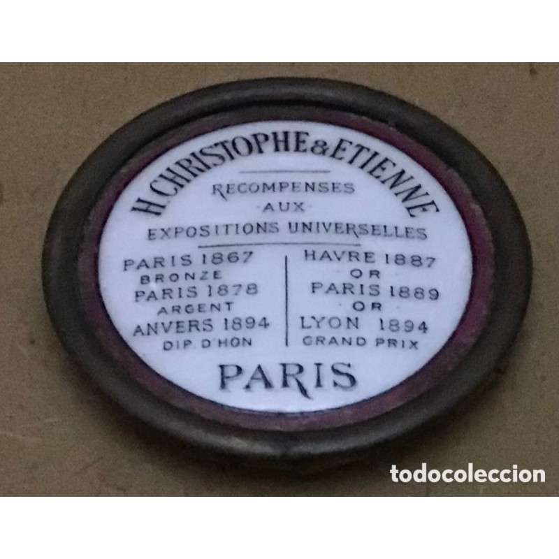 H.CHRISTOPHE & ETIENNE-RECOMPENSES AUX EXPOSITIONS UNIVERSELLES -EMBLEMA MARCA-PARIS-AÑO 1800.