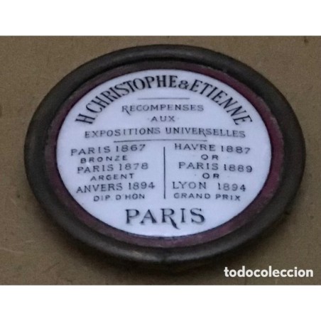 H.CHRISTOPHE & ETIENNE-RECOMPENSES AUX EXPOSITIONS UNIVERSELLES -EMBLEMA MARCA-PARIS-AÑO 1800.
