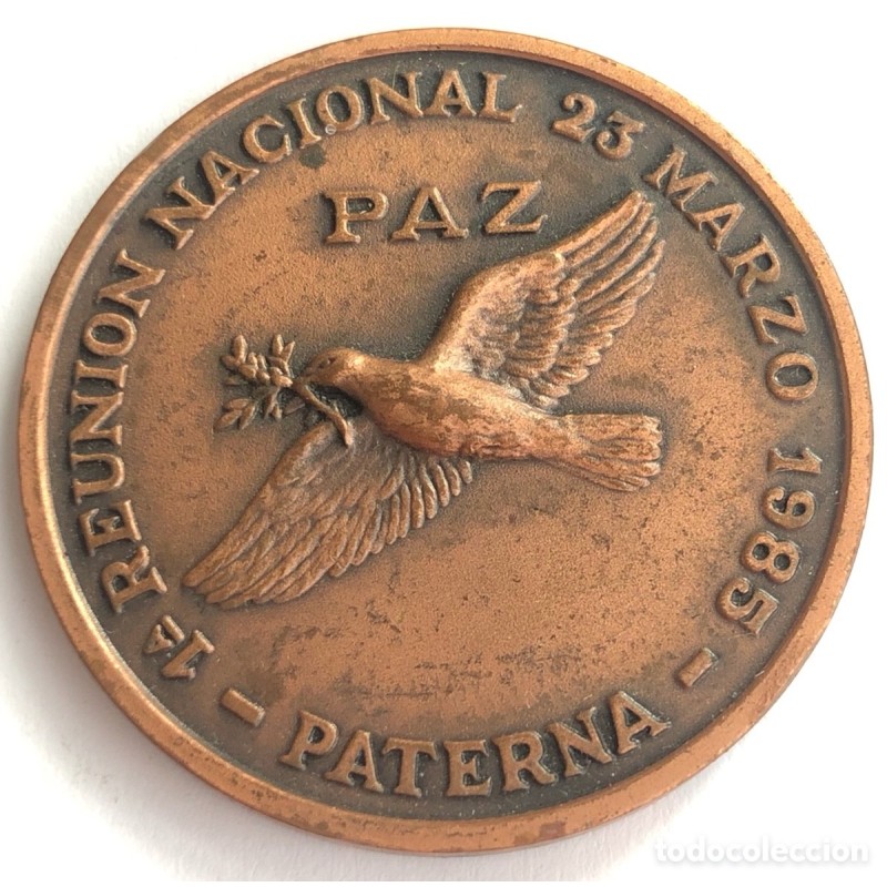 MEDALLA DE BRONCE-ESCUELAS POPULARES GUERRA CIVIL 1936 1939 REUNIÓN NACIONAL PATERNA 1985 VALENCIA