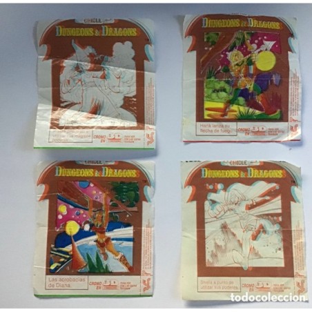 Dungeons & Dragons 3D -4 Cromos chicles - Dragones y Mazmorras-Años 80.