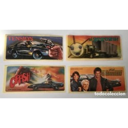 EL COCHE FANTASTICO-UNIVERSAL STUDIOS AÑO 1984-LOTE 4 CROMOS ADHESIVOS CHICLES.